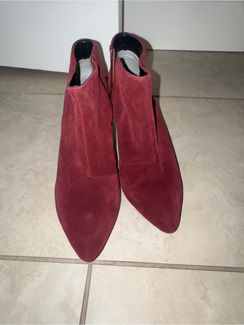 Faux Suede Red Heel Booties